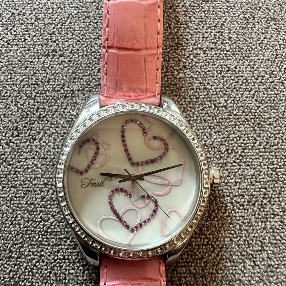 Fossil bling heart watch